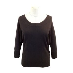 Express Cashmere Scoop Neck Sweater Short Dohlman Sleeve Black